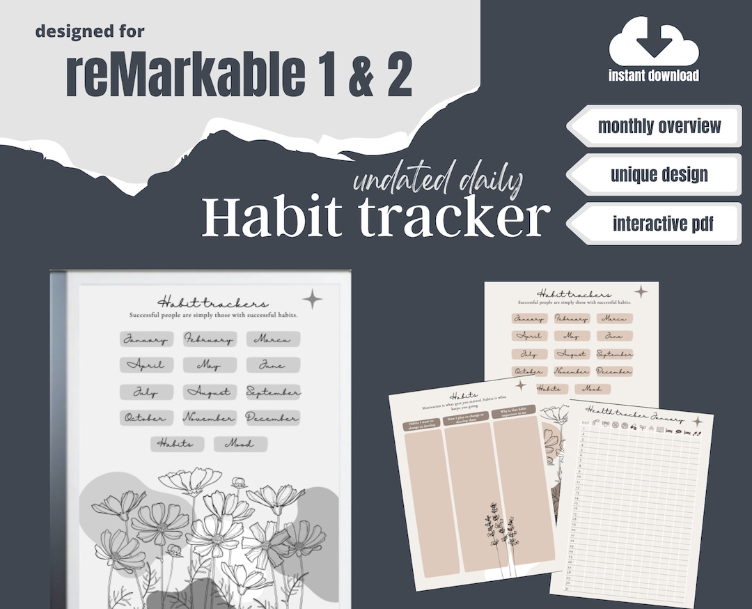 Remarkable 2 Habit Tracker Template Monthly Daily Health Etsy