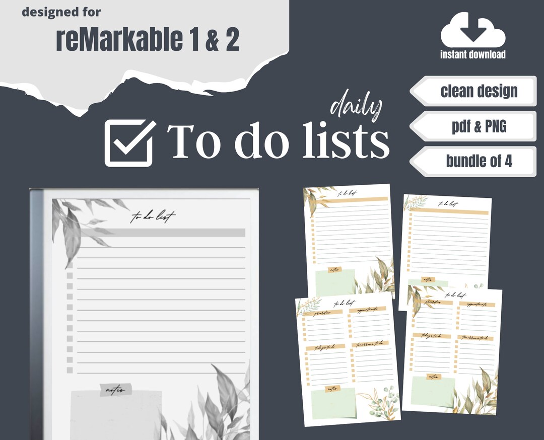 Remarkable 2 Daily to Do List Template Bundle | 2022 Digital Planner ...