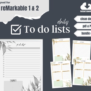 reMarkable 2 Daily To-Do List Templates | Planner Bundle (PDF & PNG)