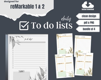 ensemble de modèles de liste de tâches quotidiennes reMarkable 2 | Planificateur numérique 2022 | Téléchargement instantané | PDF et PNG