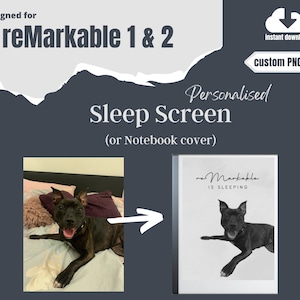 remarkable 2 Custom Sleep Screen, Notebook Cover template | Personalised cover made to order with pet photo | PDF & PNG