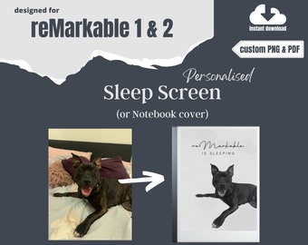 Custom Pet Photo reMarkable 2 Sleep Screen, Personalized Notebook Cover (PDF & PNG)