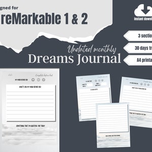 reMarkable Dreams Journal Template | Sleep & Mood Tracker (Digital Download)