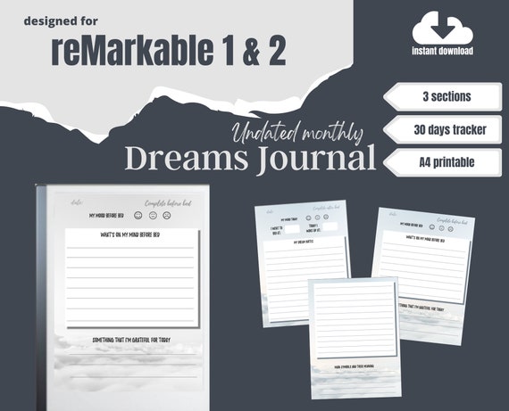 reMarkable Dreams Journal Template | Sleep & Mood Tracker (Digital Download)