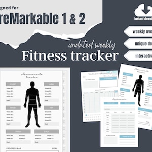 reMarkable 2 Fitness Modèle de planificateur de suivi de la perte de poids | Téléchargement instantané pdf interactif |