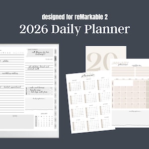 Planificador digital diario 2026 para reMarkable 2 / Simple y elegante (descarga instantánea)
