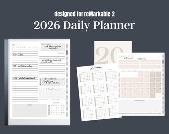 2026 Daily Digital Planner for reMarkable 2 | Simple & Elegant (Instant Download)