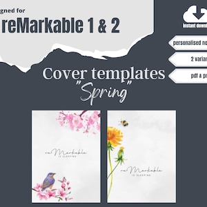 reMarkable 2 Personalised Notebook Cover Template Bundle | Digital Planner | Sleep screen | instant download PDF & PNG