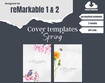 reMarkable 2 Spring Cover Templates | Floral Personalised Notebook (PDF & PNG)
