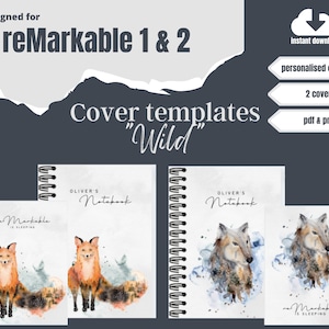 reMarkable 2 Personalised Notebook Cover Template Bundle Wild | Sleep Screen | Custom template