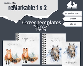 reMarkable 2 Personalisierte Notebook Cover Template Bundle Wild | Schlafschirm | Benutzerdefinierte Vorlage
