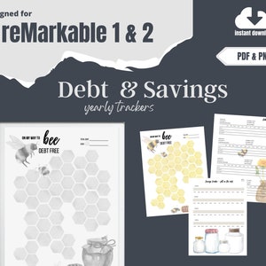 remarkable 2 Budget Debt and Savings Tracker template bundle | Financial freedom| Printable PDF | Instant download