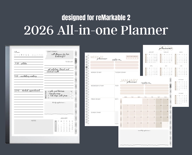2026 All-in-one Digital Planner for Remarkable 2 | Goals, Budgets ...