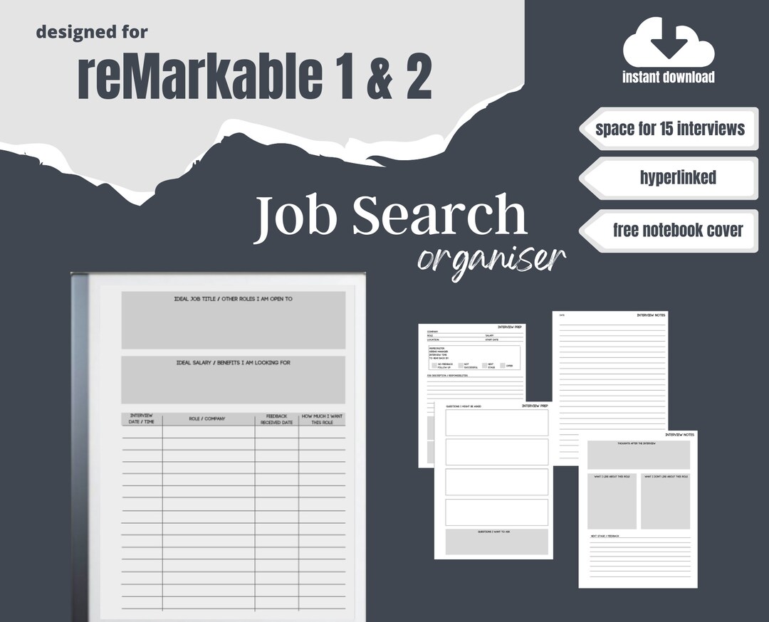 Remarkable 2 Job Search Organiser Planner Template | Job Interview ...