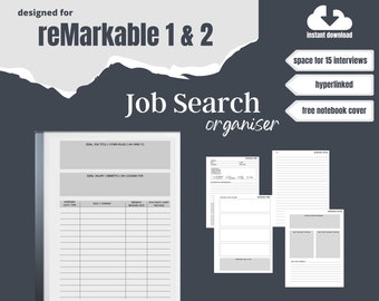 reMarkable 2 Jobsuche Organizer Planer Vorlage | Vorstellungsgespräch Tracker | Interaktives PDF | Sofortiger Download