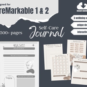 reMarkable 2 Template Bundle | Wellbeing Self Care Journal | Gratitude | Goal Setting | Habit Trackers | Printable | Interactive PDF