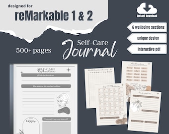 reMarkable 2 Template Bundle | Wellbeing Self Care Journal | Gratitude | Goal Setting | Habit Trackers | Printable | Interactive PDF