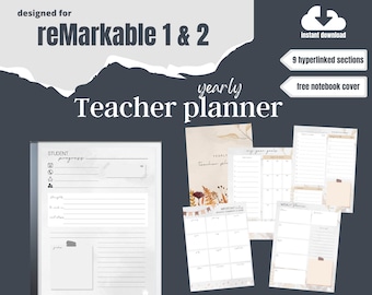 reMarkable 2 Teacher book planner template | digital organiser | remarkable 2022 2023 notebook | Instant download pdf