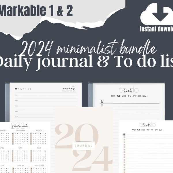 reMarkable 2 2024 DAILY JOURNAL Planner Notebook To do Bundle| Digital Template | Hyperlinked PDF | Instant Download