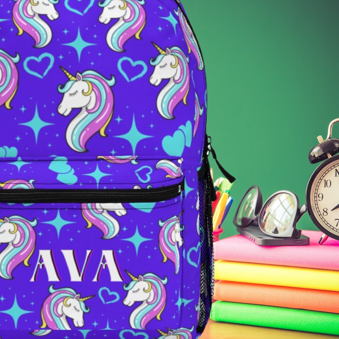 personalized unicorn backpack and lunchbox