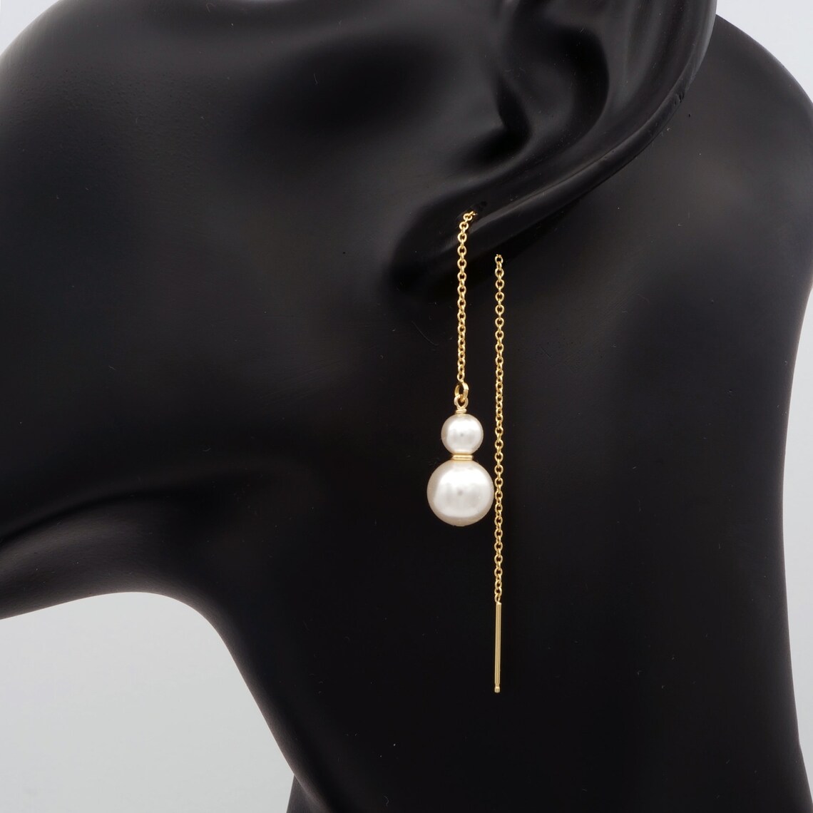 Pearl Threader Earrings 14K Gold Filled Dangle Earrings Etsy