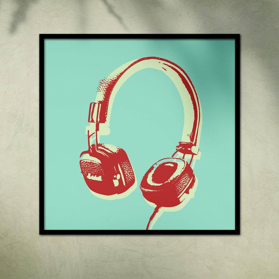 Headphones Pop Art Print Pop Art Wall Home Decor Digital Etsy