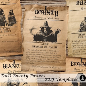 Póster de recompensas de D&D: Se buscan PNJ para el paquete de inicio (plantilla PDF editable) - Dungeons and Dragons Props, D&D 5e Gamemaster Tools