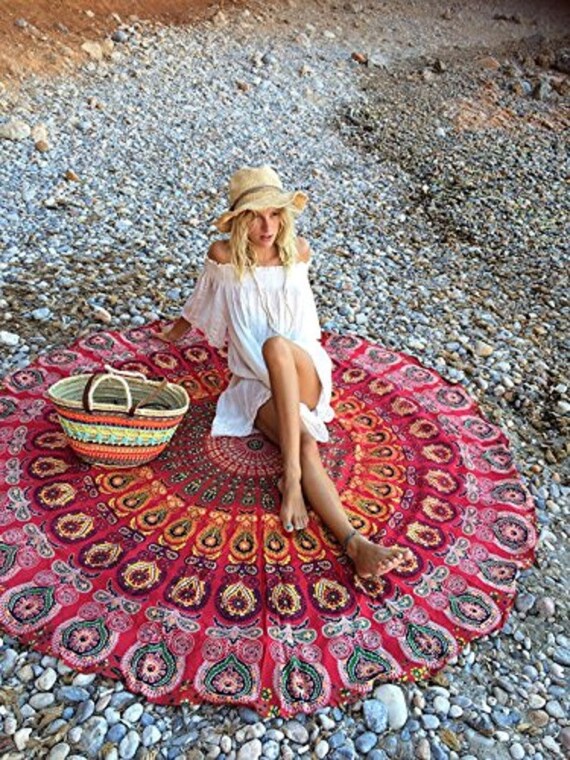 Bohemian Mandala Round Tapestry Hippie Gypsy Blanket Yoga Beach Cover Blanket 