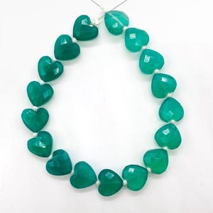 Very Beautiful Natural Green Onyx Faceted Heart Shape Carved Beads, 10mm, Perfect for Jewelry Making