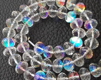 Perline sfaccettate rotonde in pietra di luna arcobaleno Falshy da 6 pollici, bellissime perline rotonde in pietra di luna arcobaleno, dimensioni 6-8 mm