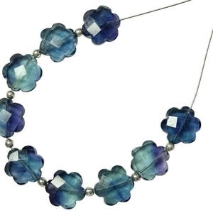 Very Beautiful Natural Multi Color Fluorite Faceted Flower Carved Beads,Size 10MM Jewelry Making Beads