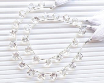 10 Pieces Very Beautiful Natural Crystal Quartz Faceted Hexagon Shape Beads,Crystal Quartz Hexagon Bead Strand,Size 10x10x6 MM