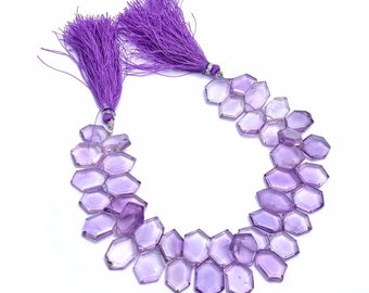Bellissime perle esagonali sfaccettate di quarzo idrotermale ametista da 12 mm / Perle di quarzo ametista / Materiali per la creazione di gioielli