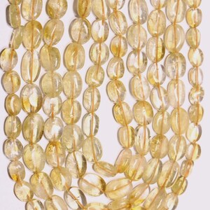 12-Inch Strand Natural Citrine Smooth Oval Beads, Citrine Beads for Jewelry Making, Gemstone Beads 8-12MM