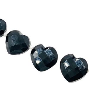 10 Pieces Natural Black Onyx Faceted Heart Shape Carved Beads, 10 MM, Beautiful Gemstones for Jewelry Making