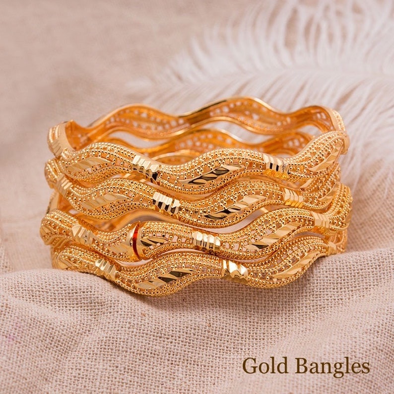 Buy Gold Bracelet 24K Dubai Gold Plated Bangles for Women Indian Online ...