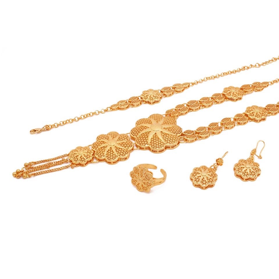 24k Gold Necklace Dubai Gold Jewelry Set African Jewelry Etsy