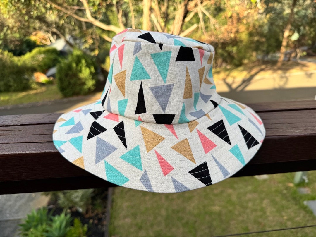 Triangle Printed Reversible Bucket Hat, (56cm and 58cm Circumference ...