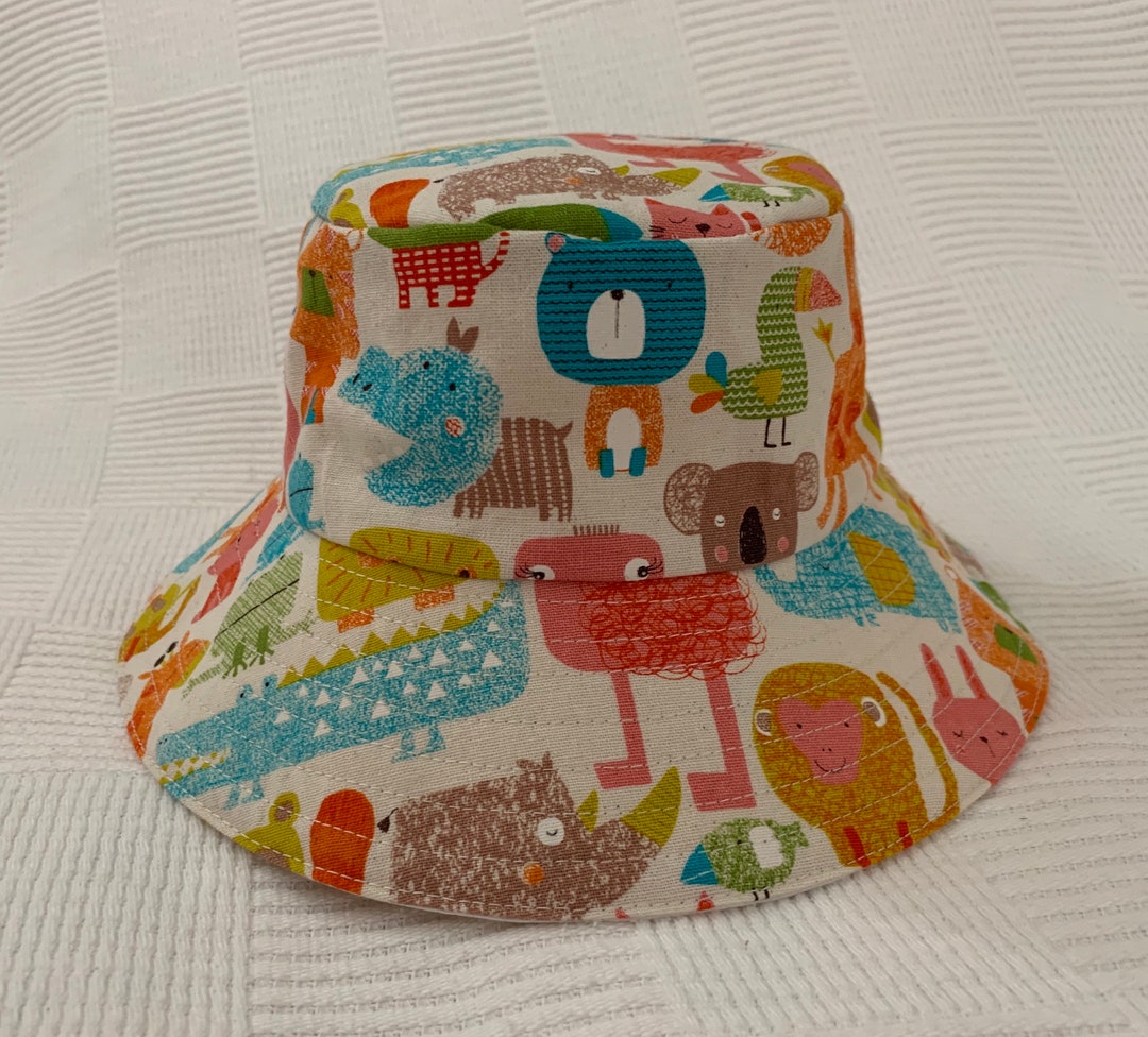 Bright Fun Animal Print Bucket Hat, 52cm Circumference Handmade in