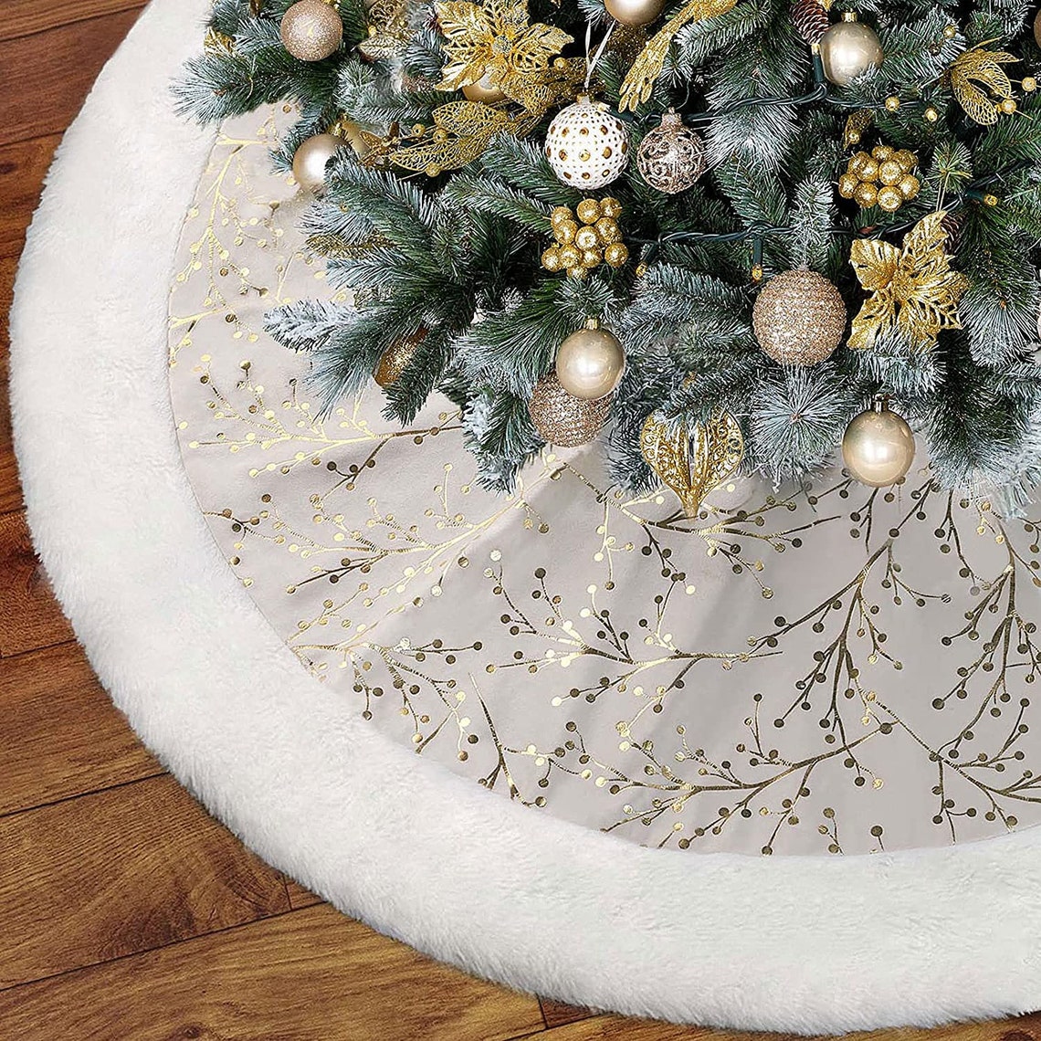White And Gold Christmas Tree Skirt 