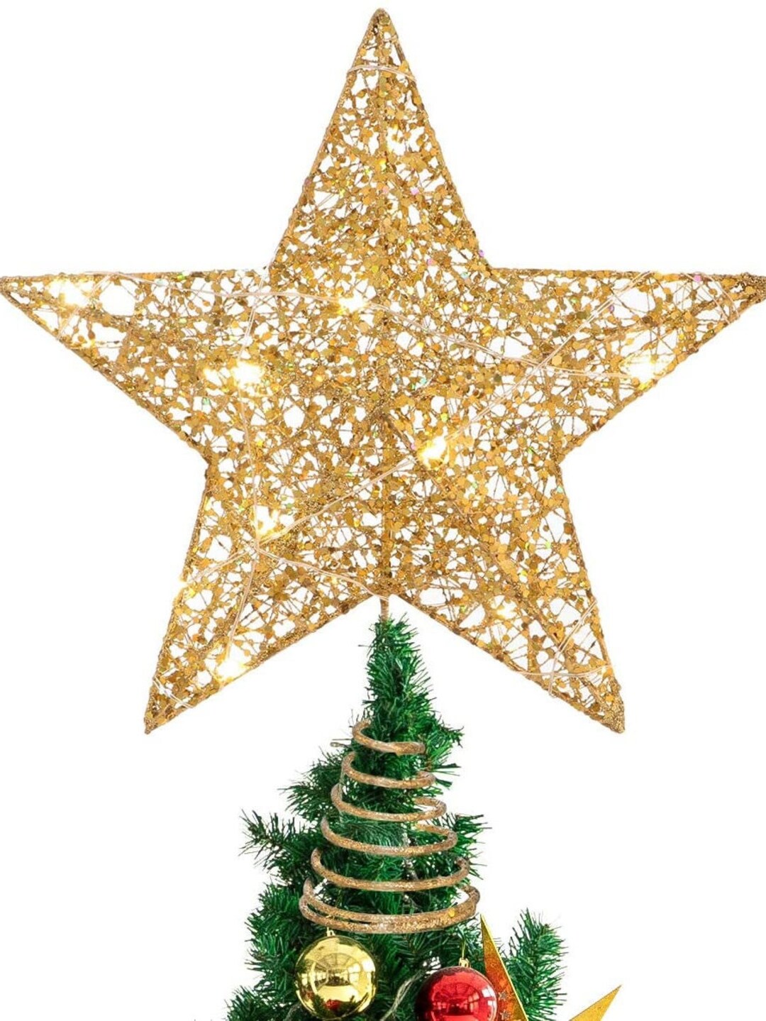 Lighted Christmas Tree Star Christmas Tree Topper in Gold or Silver