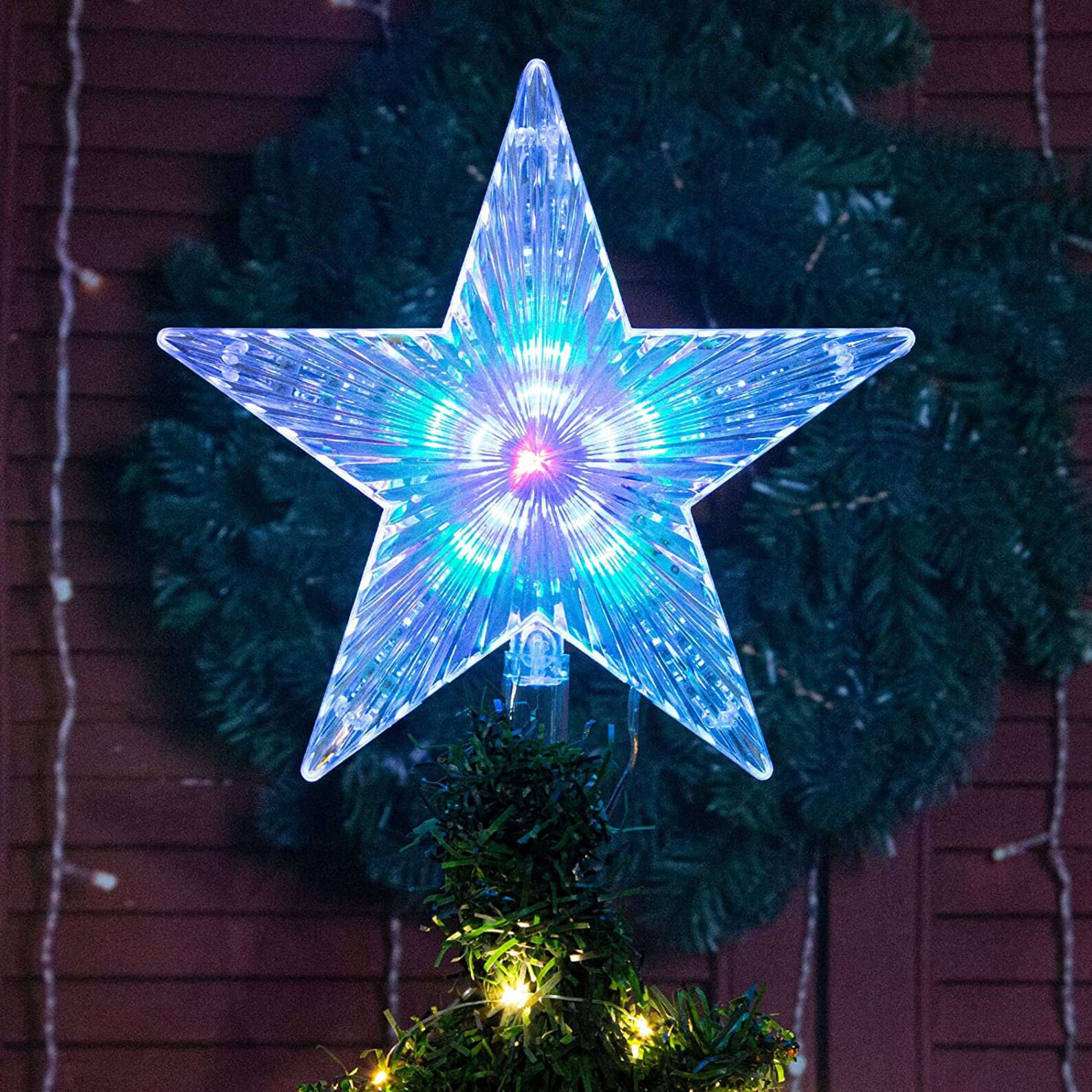 Christmas Tree Topper Star With Warm White or Rainbow Light Etsy