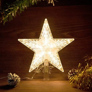 Christmas Tree Topper Star With Warm White Light