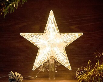 Christmas Tree Topper Star With Warm White Light