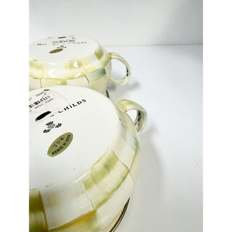 Juego de 4 tazas de té esmaltadas con diseño de cuadros pergamino de Mackenzie Childs imagen 11