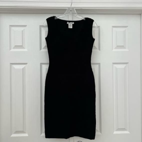Vintage Adam Jones Paris Black Floral Lace Sheath Bodycon Dress Large