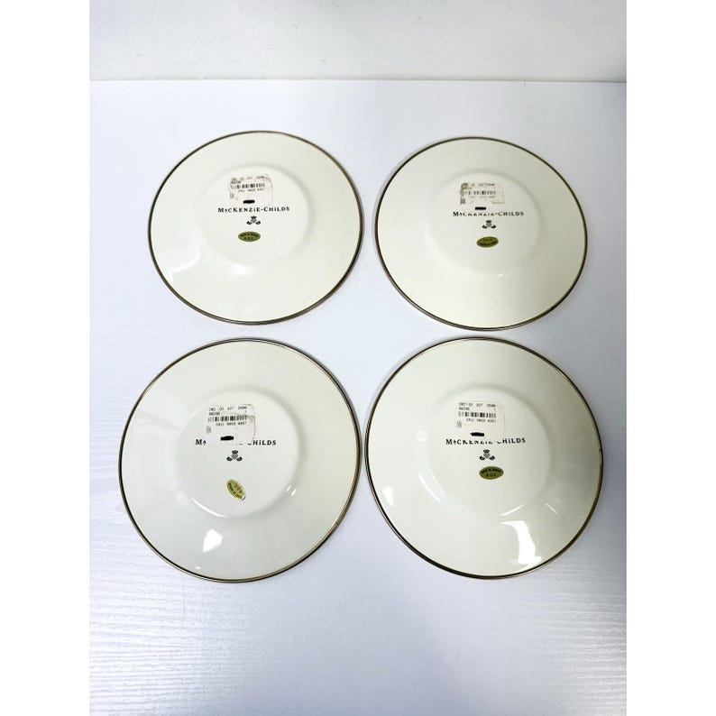 Juego de 4 tazas de té esmaltadas con diseño de cuadros pergamino de Mackenzie Childs imagen 5