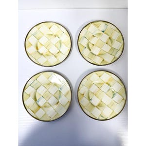 Juego de 4 tazas de té esmaltadas con diseño de cuadros pergamino de Mackenzie Childs imagen 2