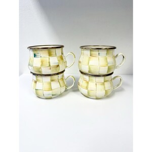 Juego de 4 tazas de té esmaltadas con diseño de cuadros pergamino de Mackenzie Childs imagen 6