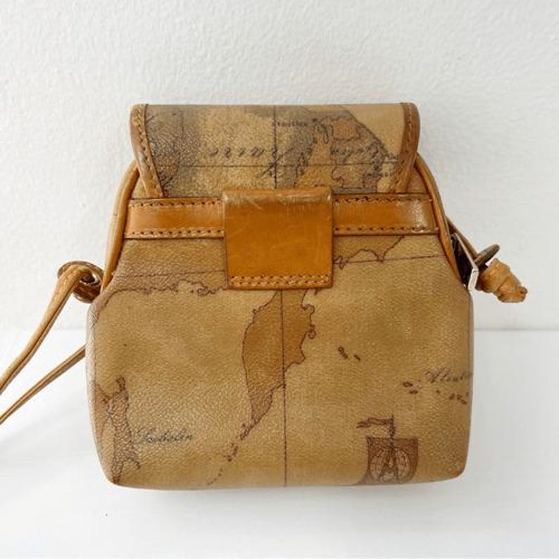 Alverio Martini 1st Classe Crossbody Map Print Belt Bag Vintage Leather ...